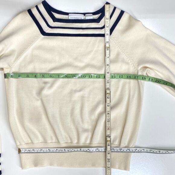 Liz Claiborne Liz Co Pullover Sweater Wmns M Hvy Knit Square Raglan Nautical Vtg - Picture 12 of 12